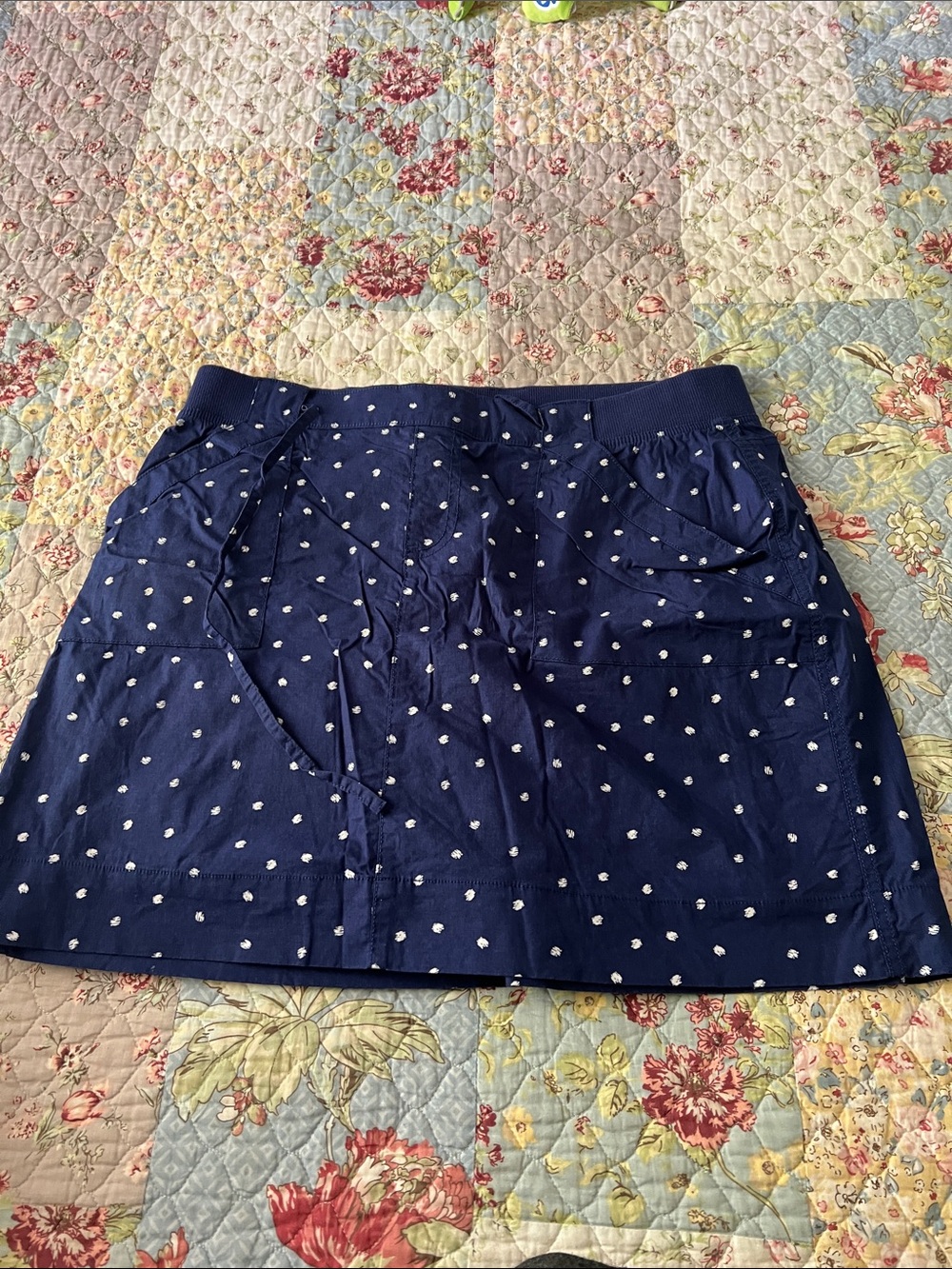 Penningtons Navy Mini Skirt with White Dot Print
